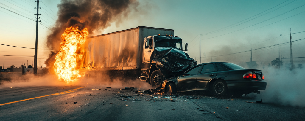 A truck and car crashed