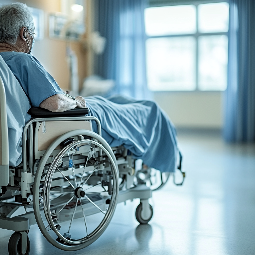 A spinal cord injury patient immediately after the surgery