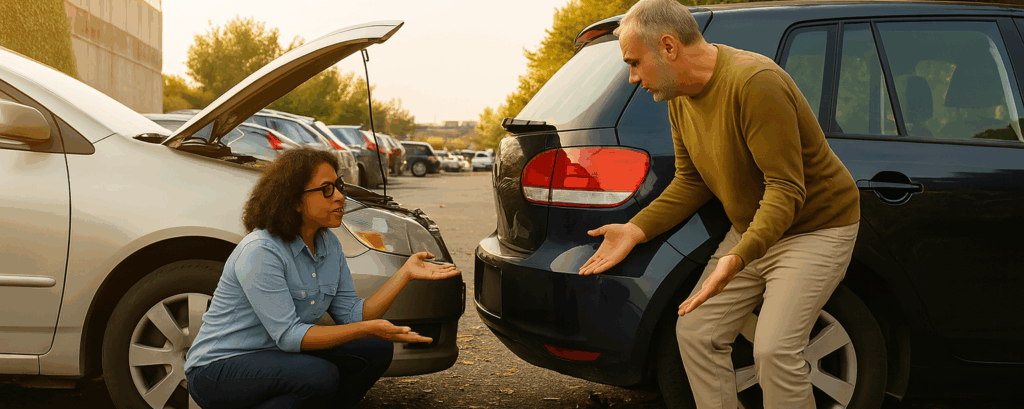 Drivers arguing to determine fault after a car accident