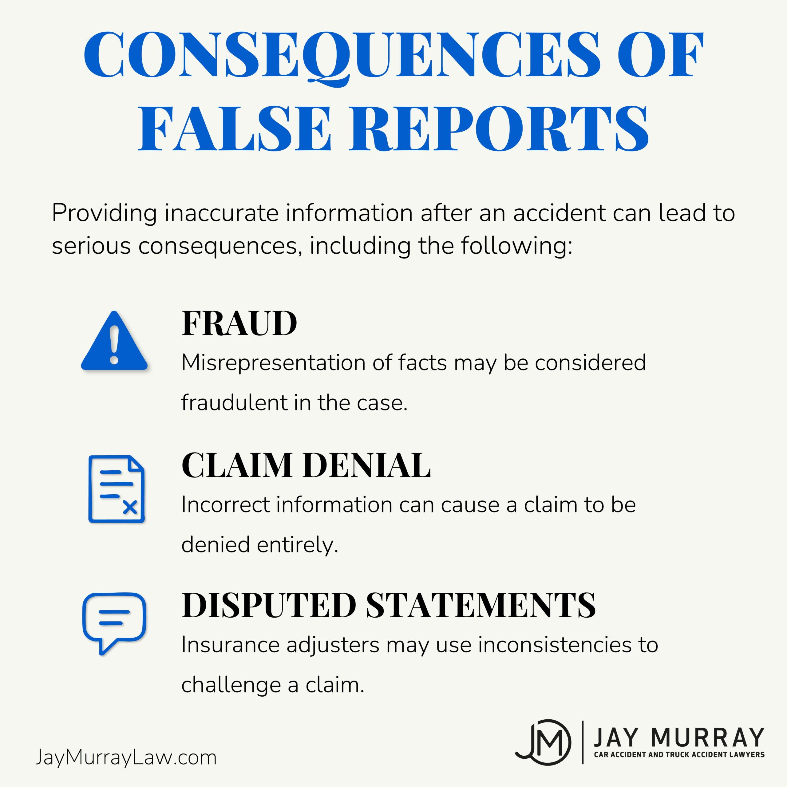 Inaccurate information may result in claim denial