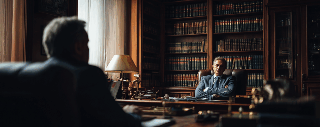 A personal injury lawyer with a client
