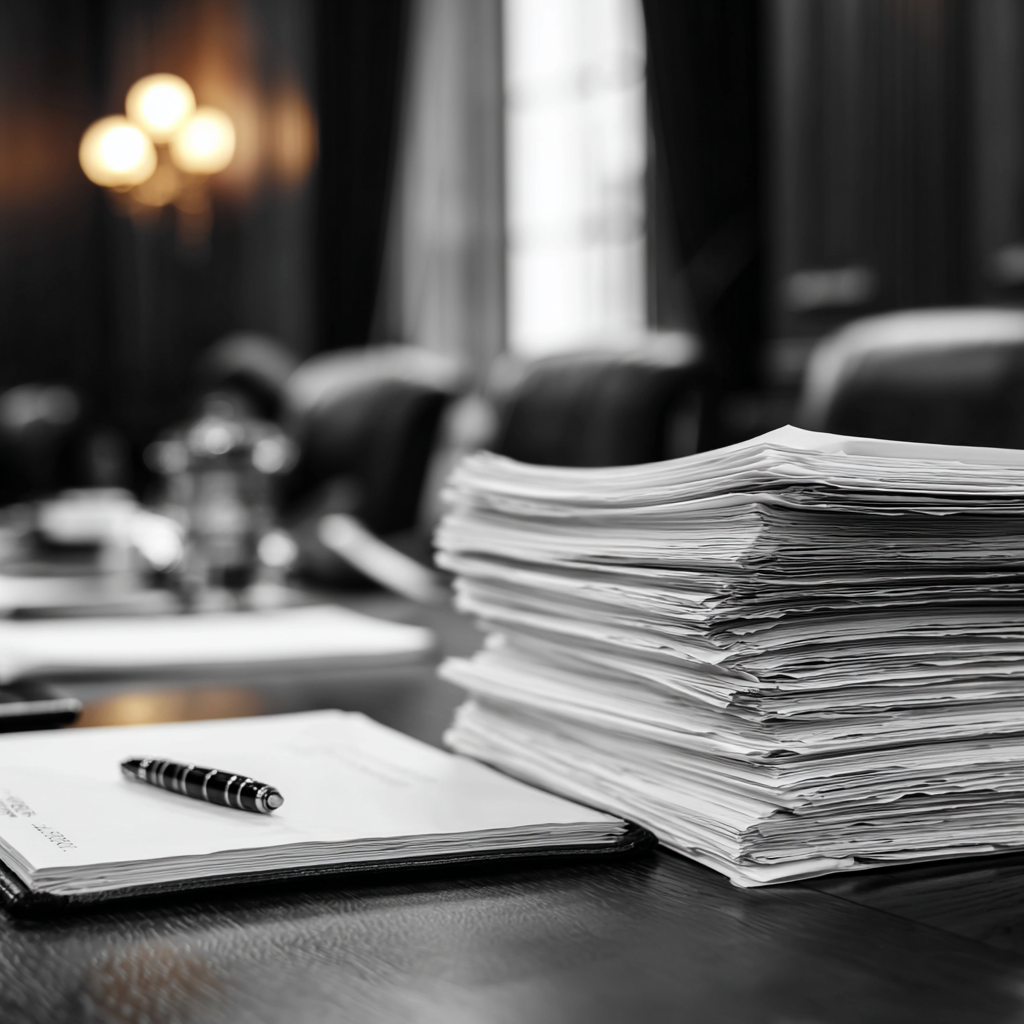 Compensation papers in a law office in Texas