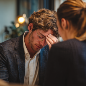 Man breaks down at wrongful death lawyer's office