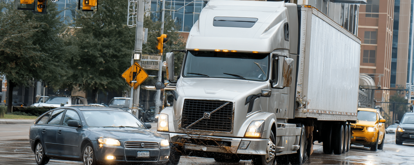 truck, running red light, hit a car in Dallas 
