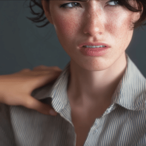 Woman surprised and uncomfortable with the unwanted touch