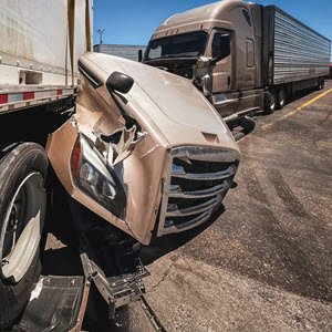 Truck front end damaged